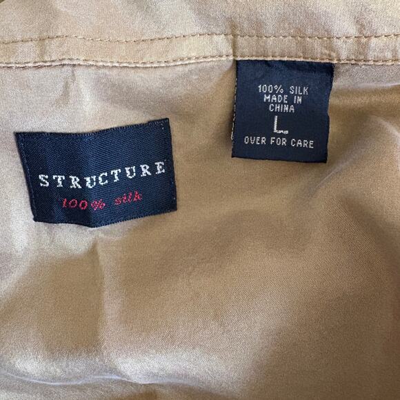 Y2K Gold Silk Long Sleeve Button Down Shirt - Men's Size L - Picture 4 of 5